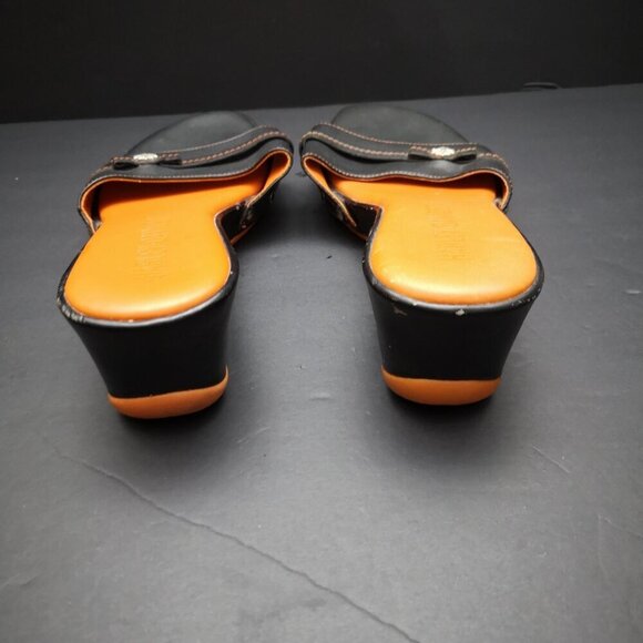 Harley Davidson Motor Cycles Ladies Size 6 Orange & Black Wedge Heel Sandals - Picture 6 of 14